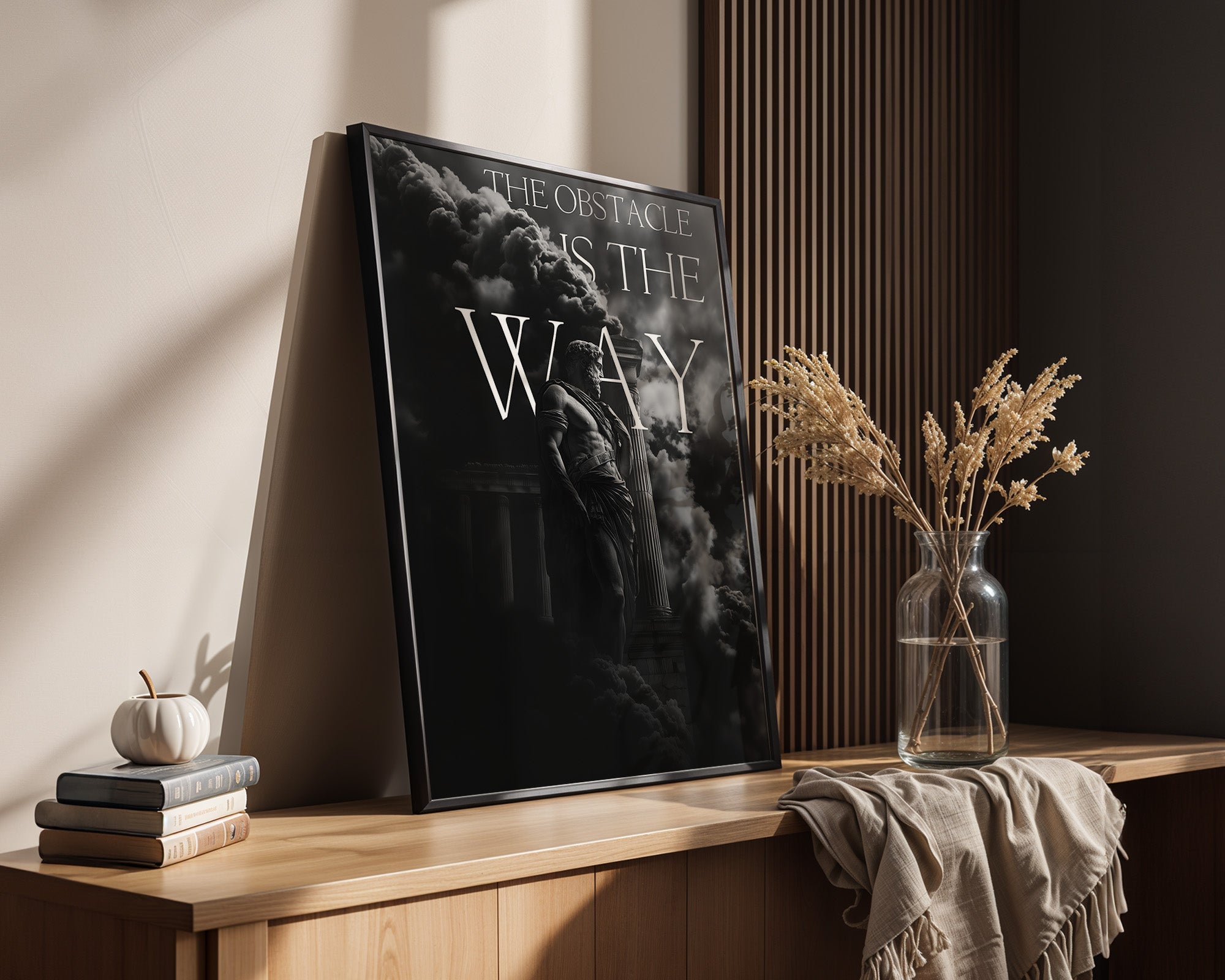 Römerstatue Dramatische Wolken