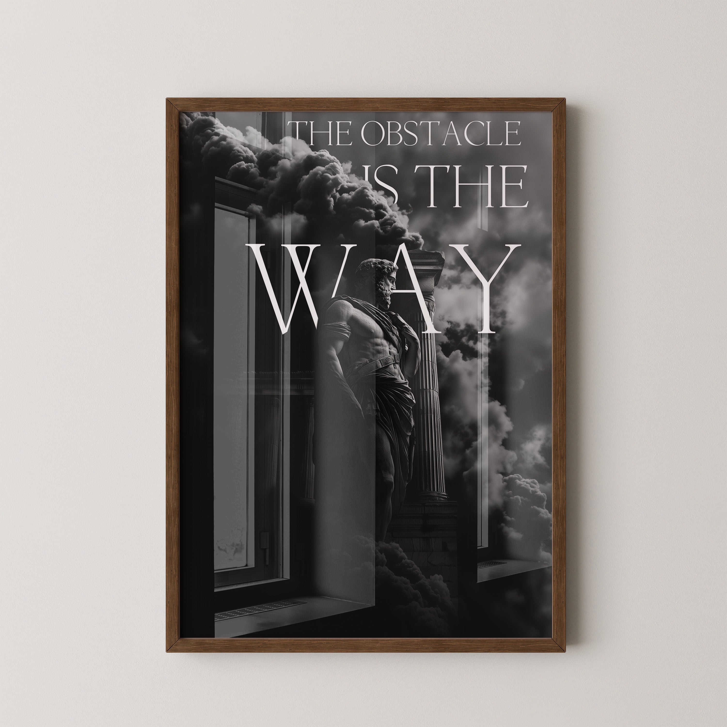 Römerstatue Dramatische Wolken