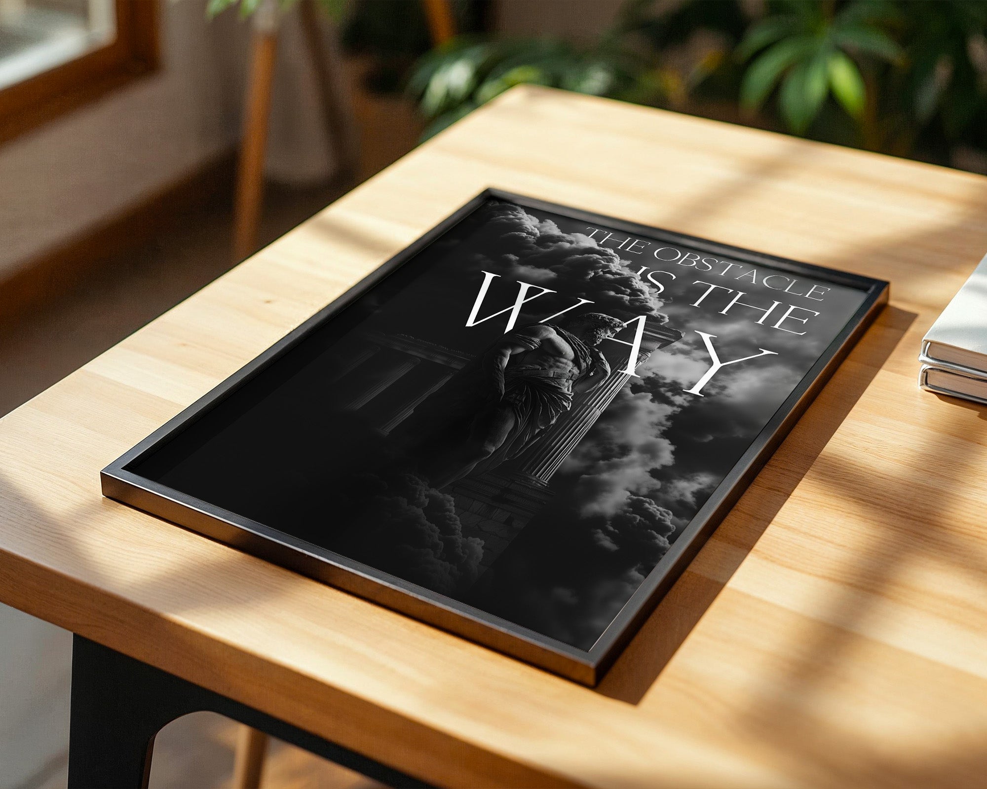 Römerstatue Dramatische Wolken