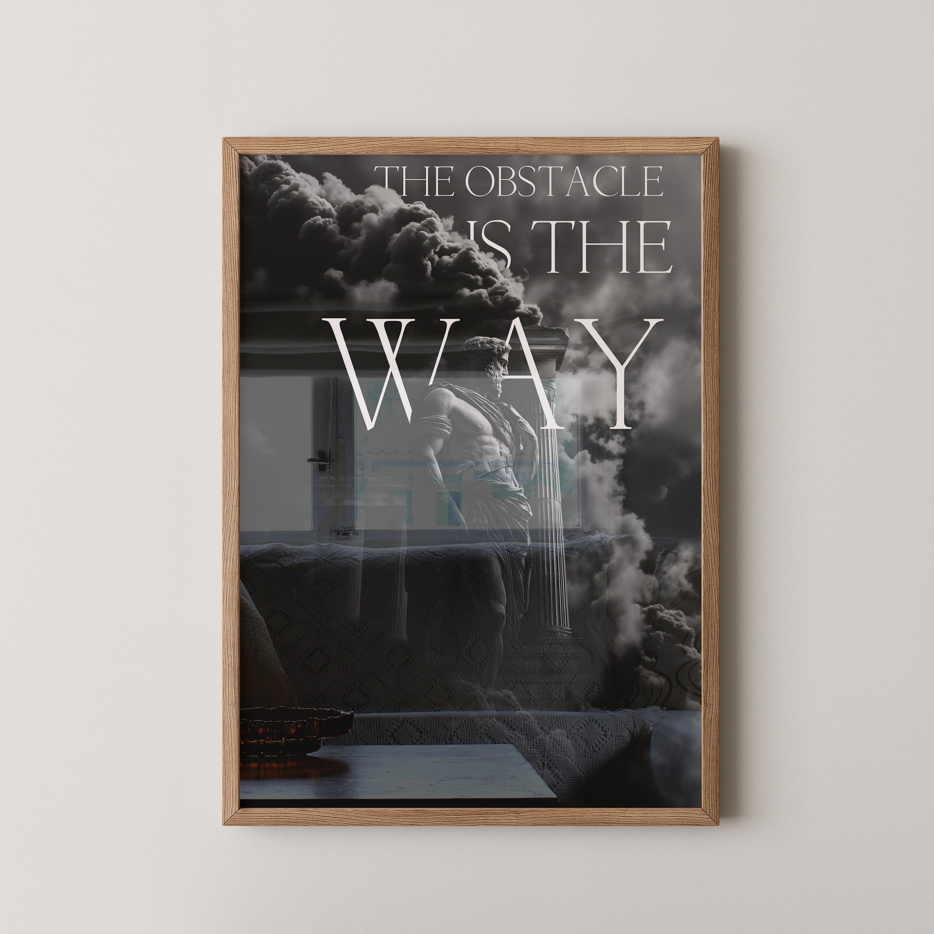 Römerstatue Dramatische Wolken