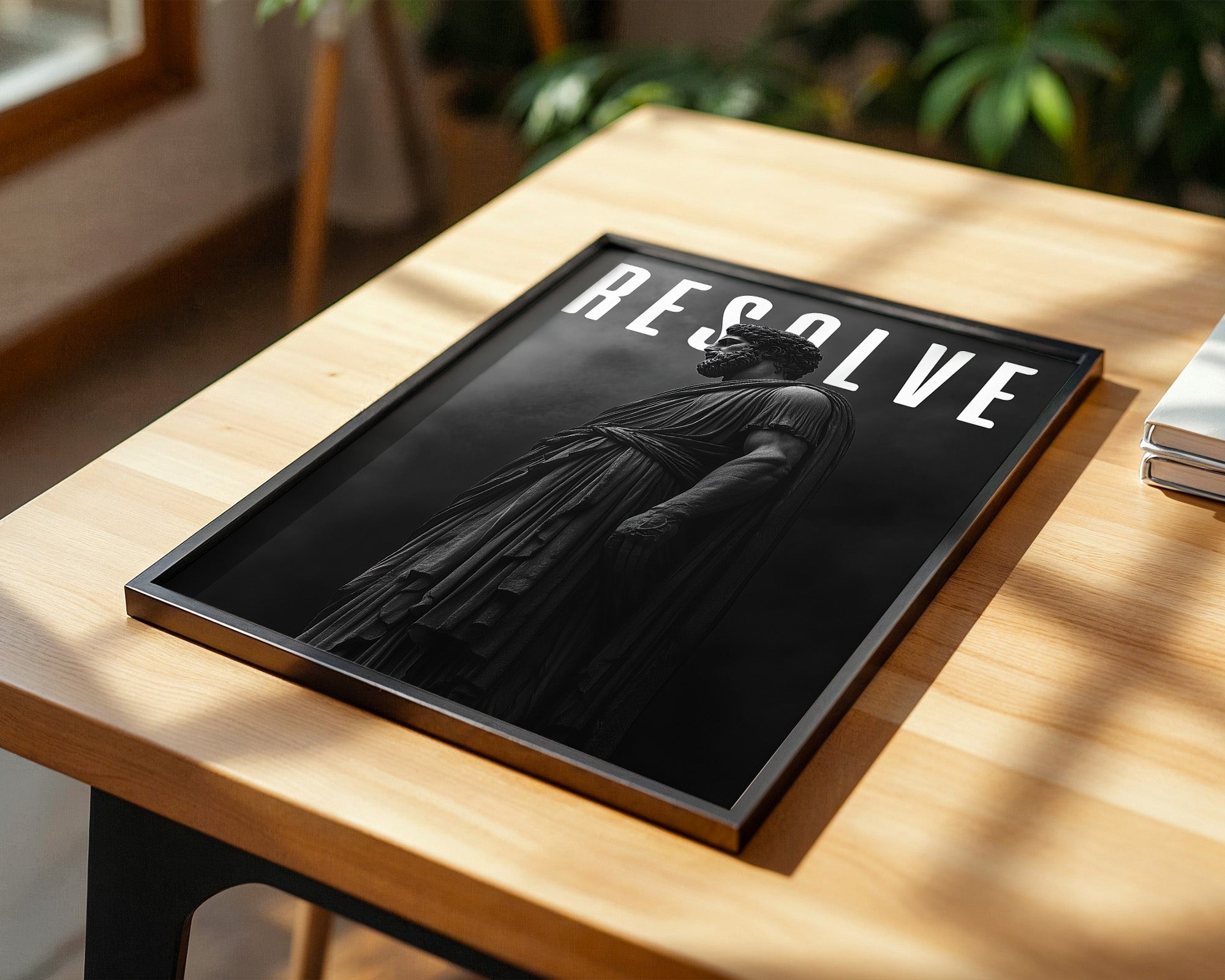 Römische Statue Nebel Schwarzweiß