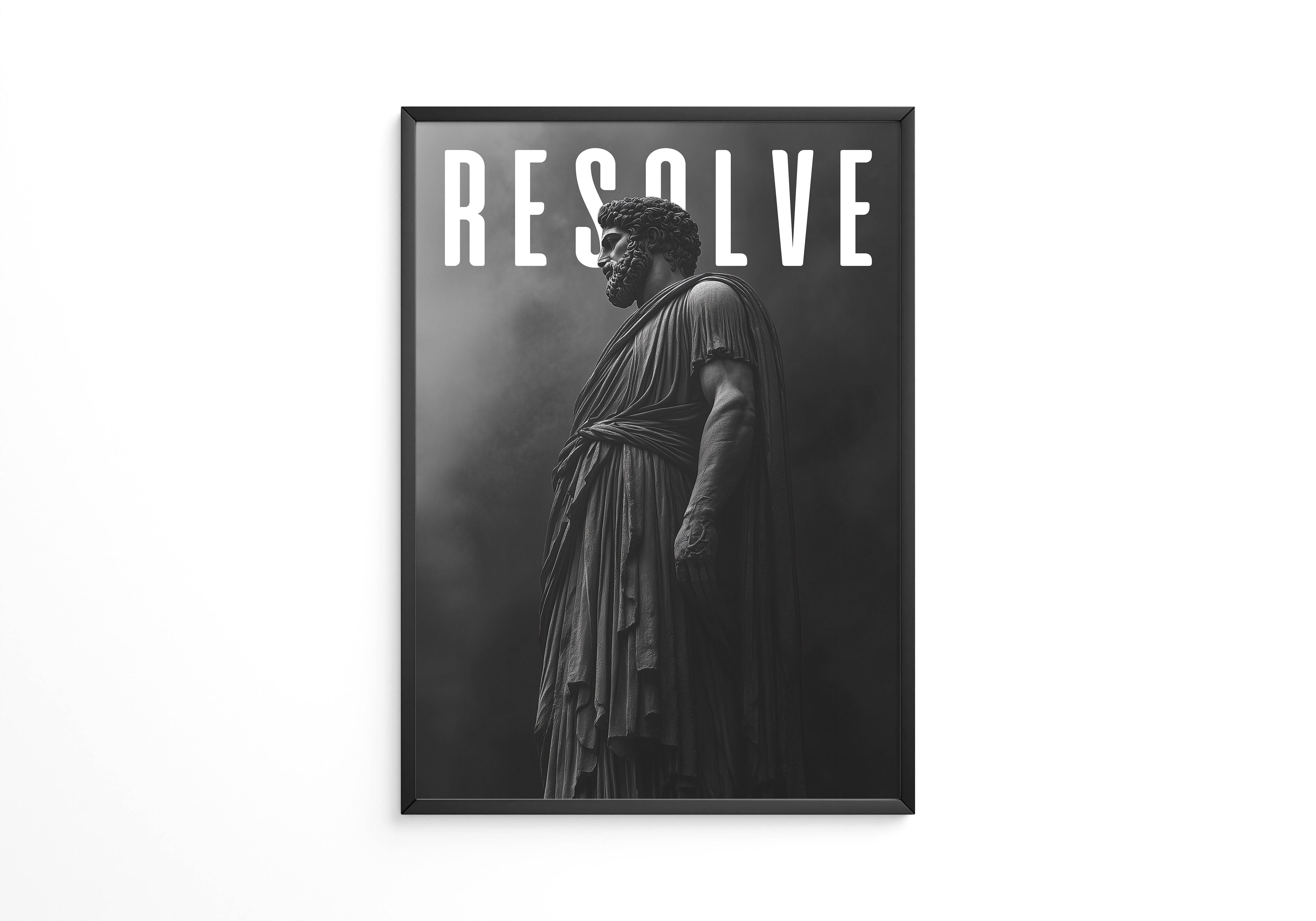 Römische Statue Nebel Schwarzweiß