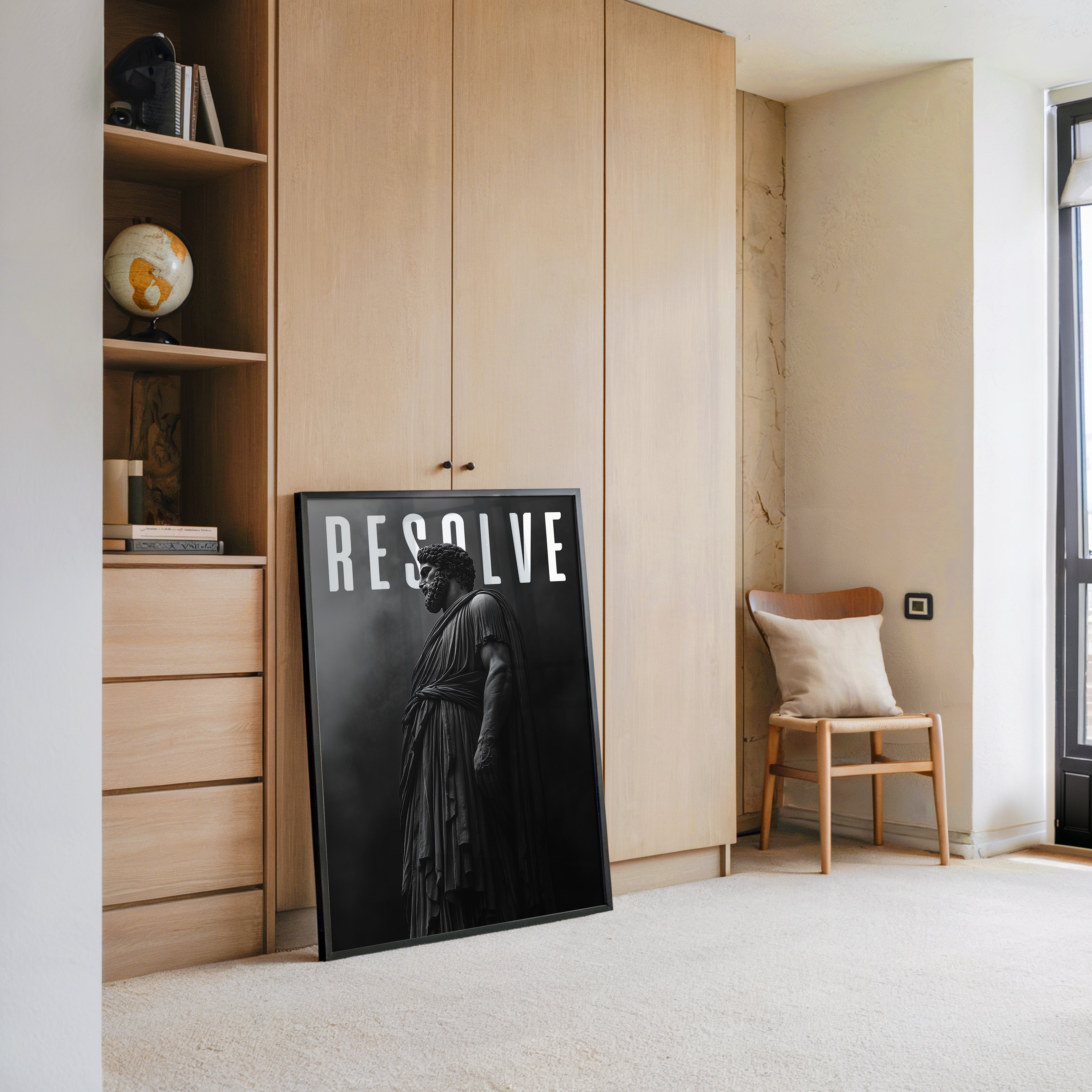 Römische Statue Nebel Schwarzweiß