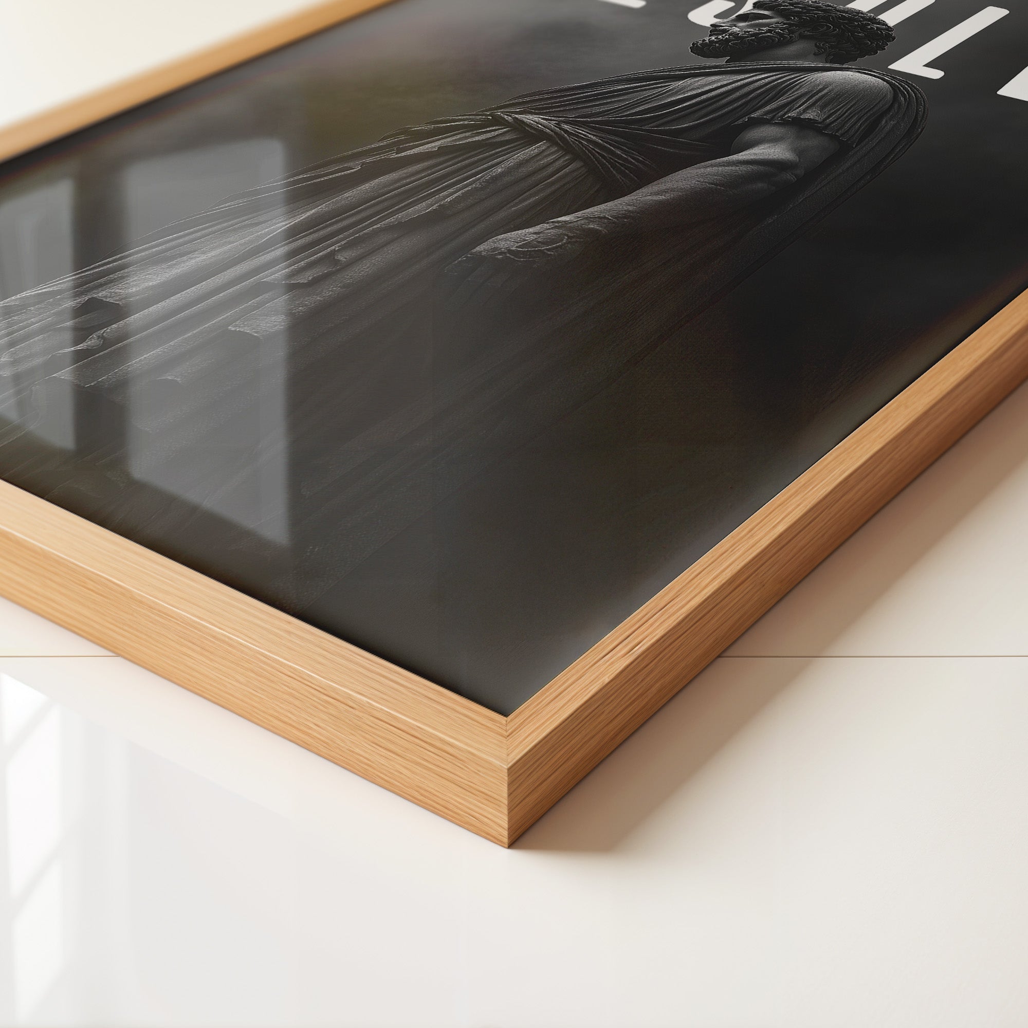 Römische Statue Nebel Schwarzweiß