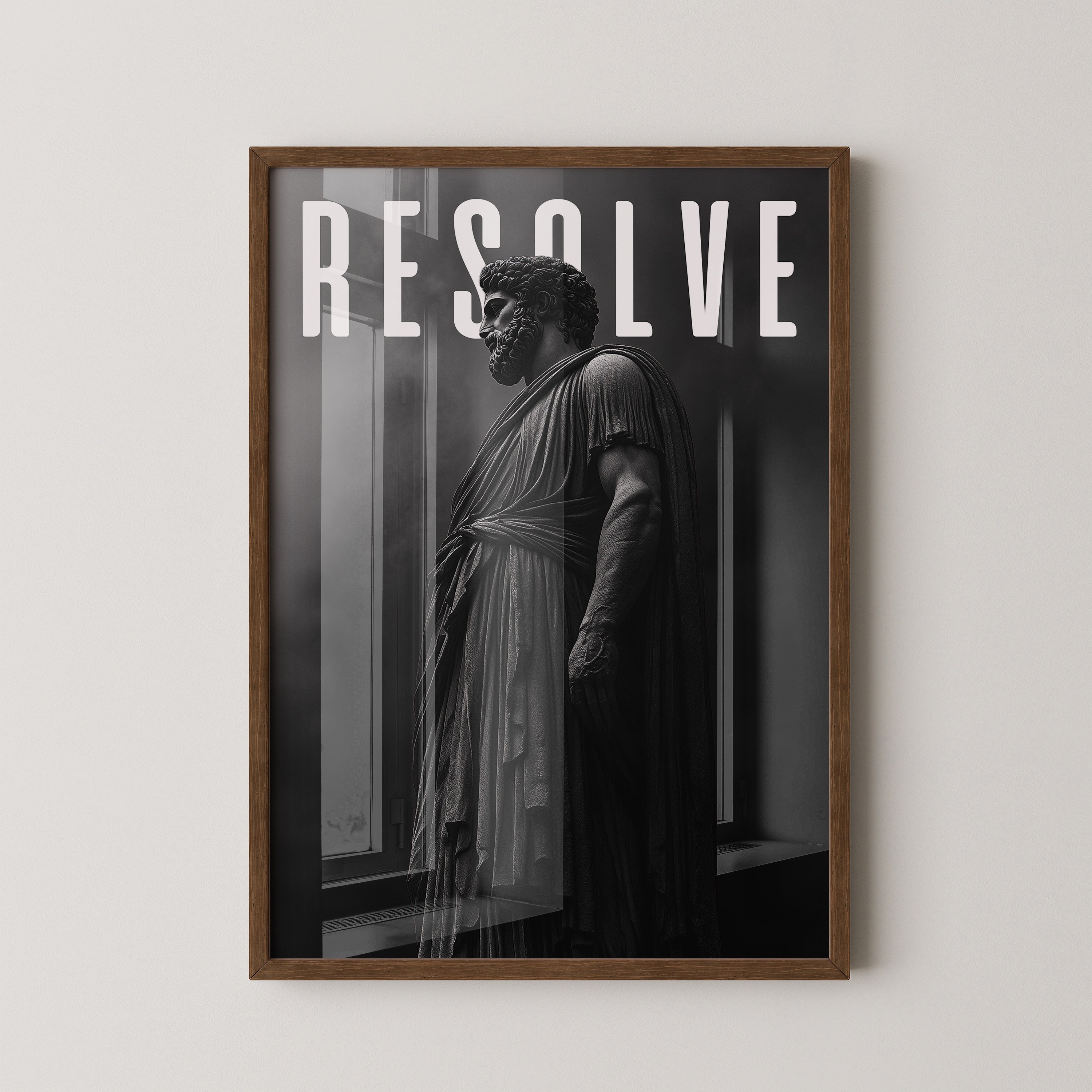 Römische Statue Nebel Schwarzweiß