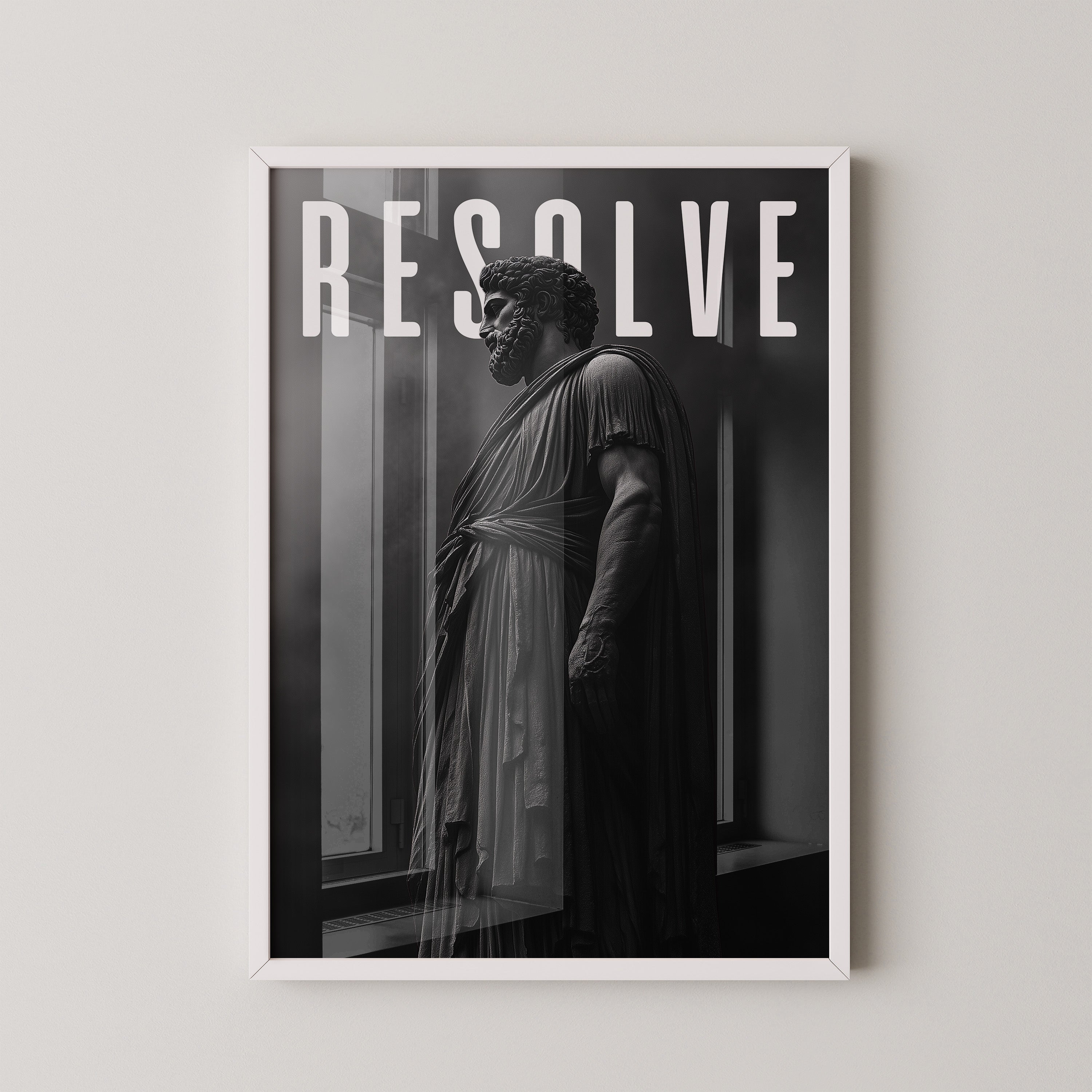 Römische Statue Nebel Schwarzweiß