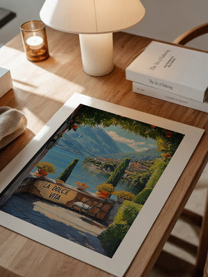 Italienisches Seepanorama lebendig