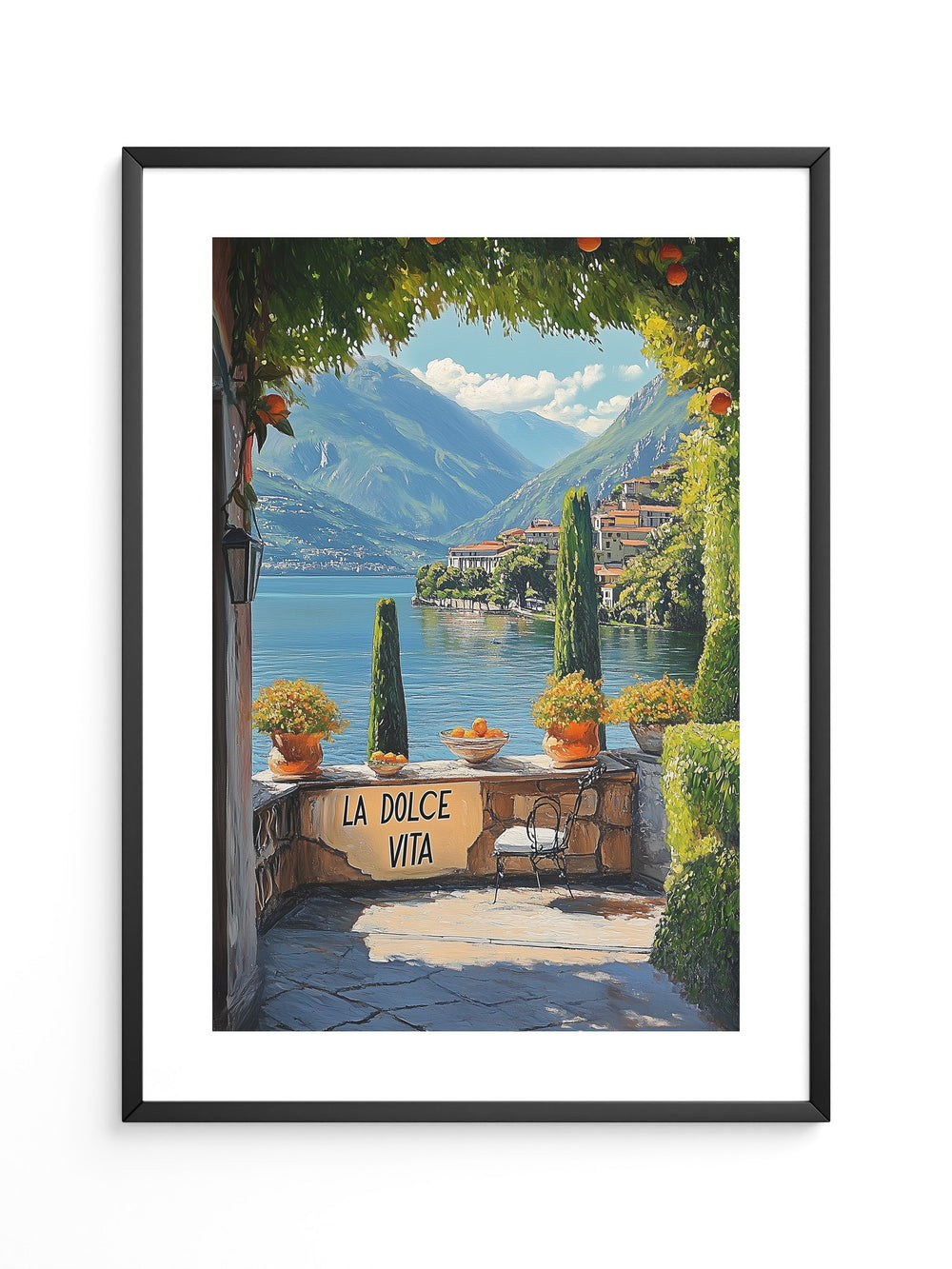 Italienisches Seepanorama lebendig