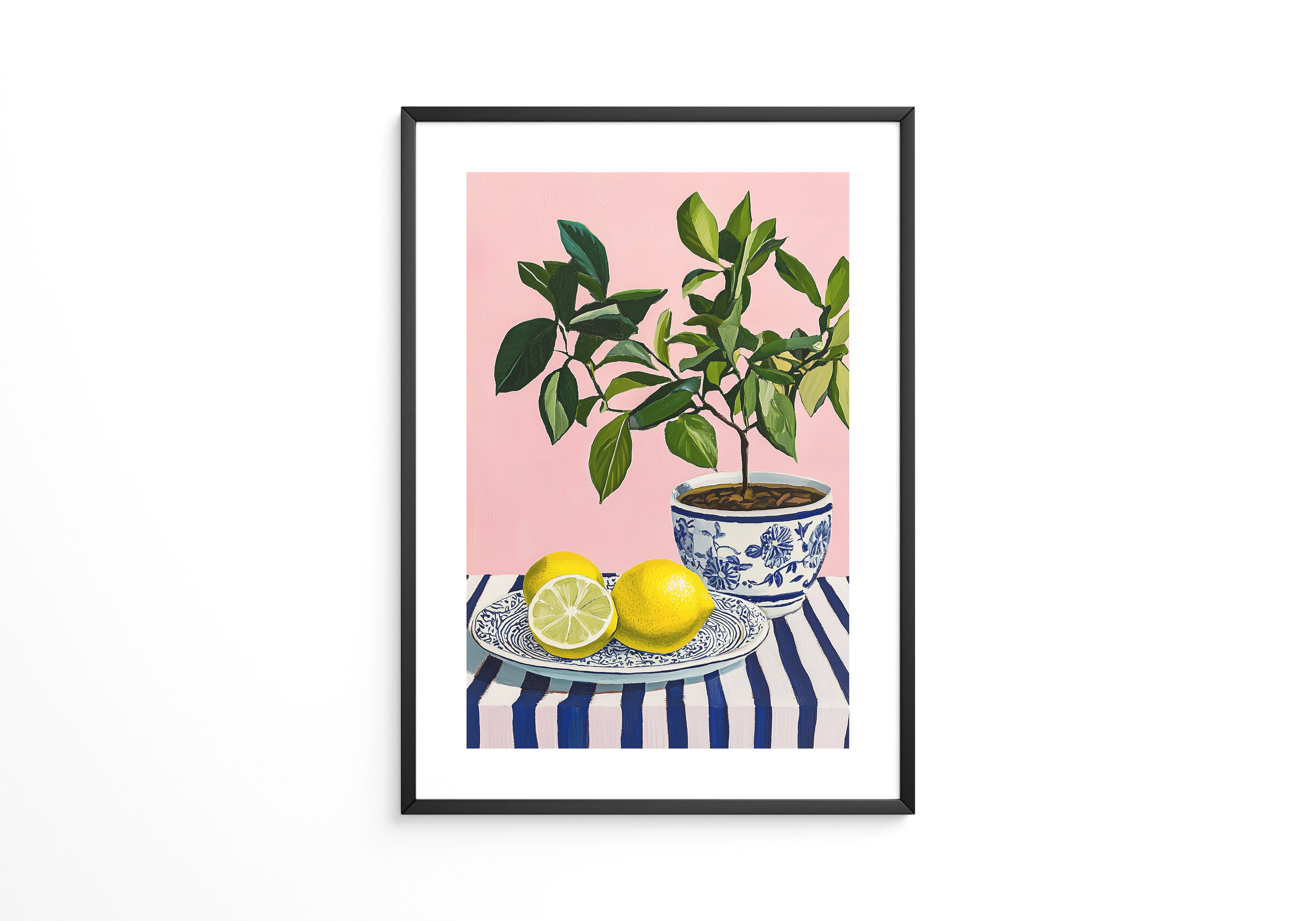 Zitronenpflanze Pastellhintergrund