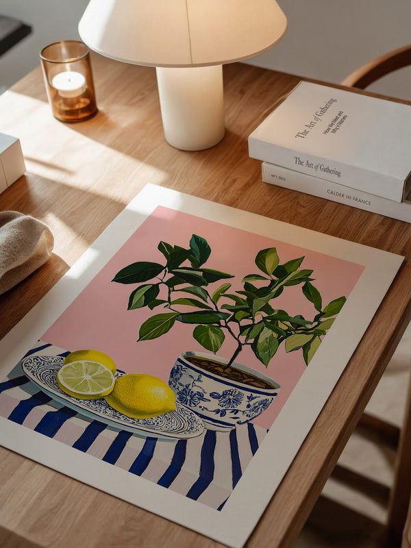 Zitronenpflanze Pastellhintergrund