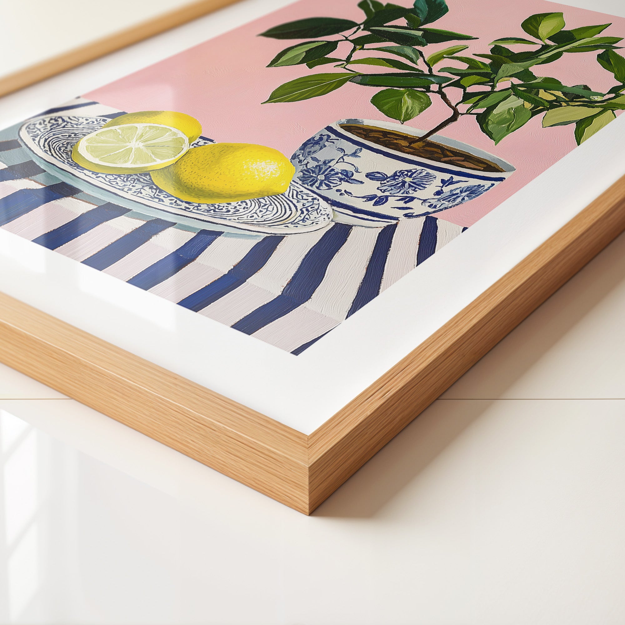 Zitronenpflanze Pastellhintergrund