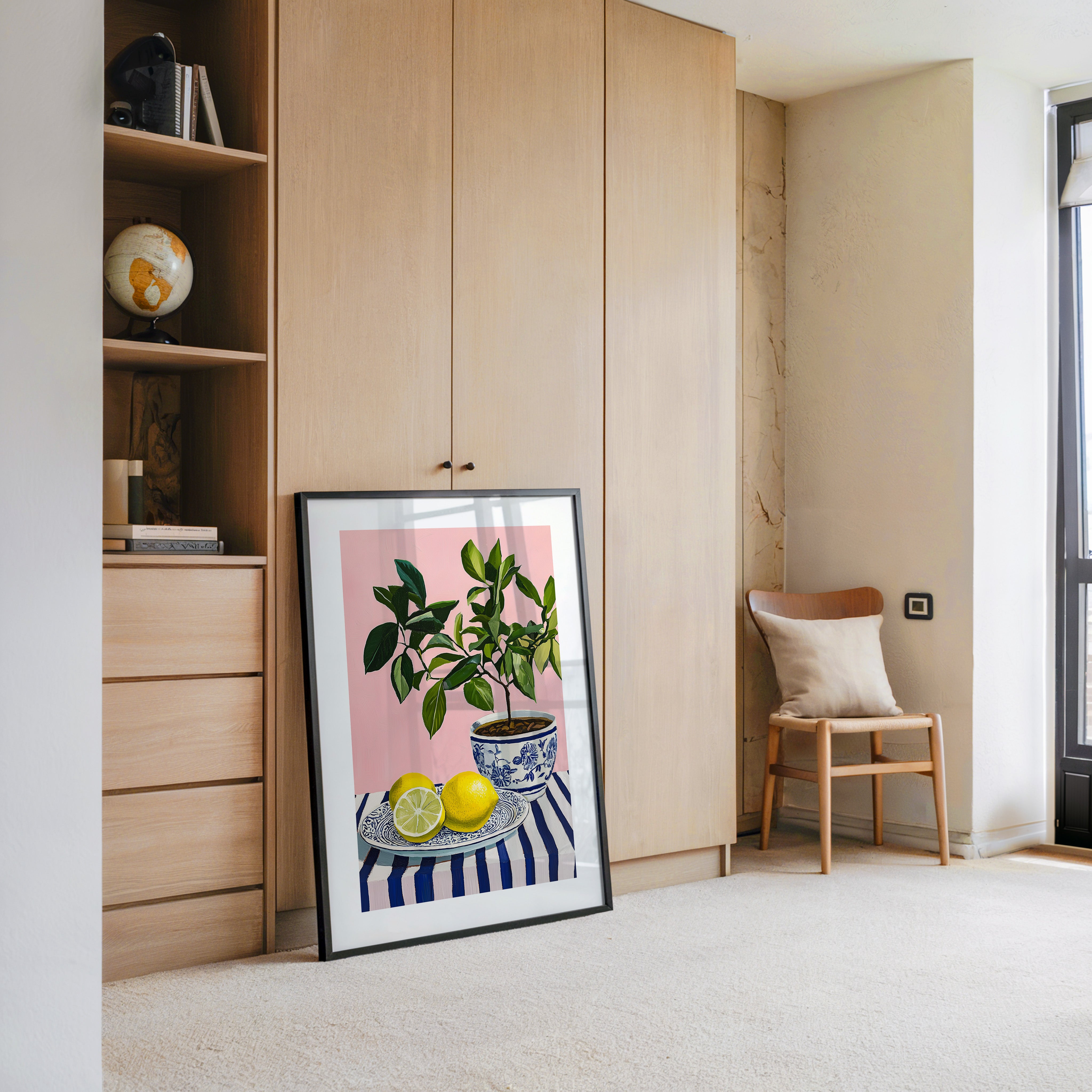 Zitronenpflanze Pastellhintergrund