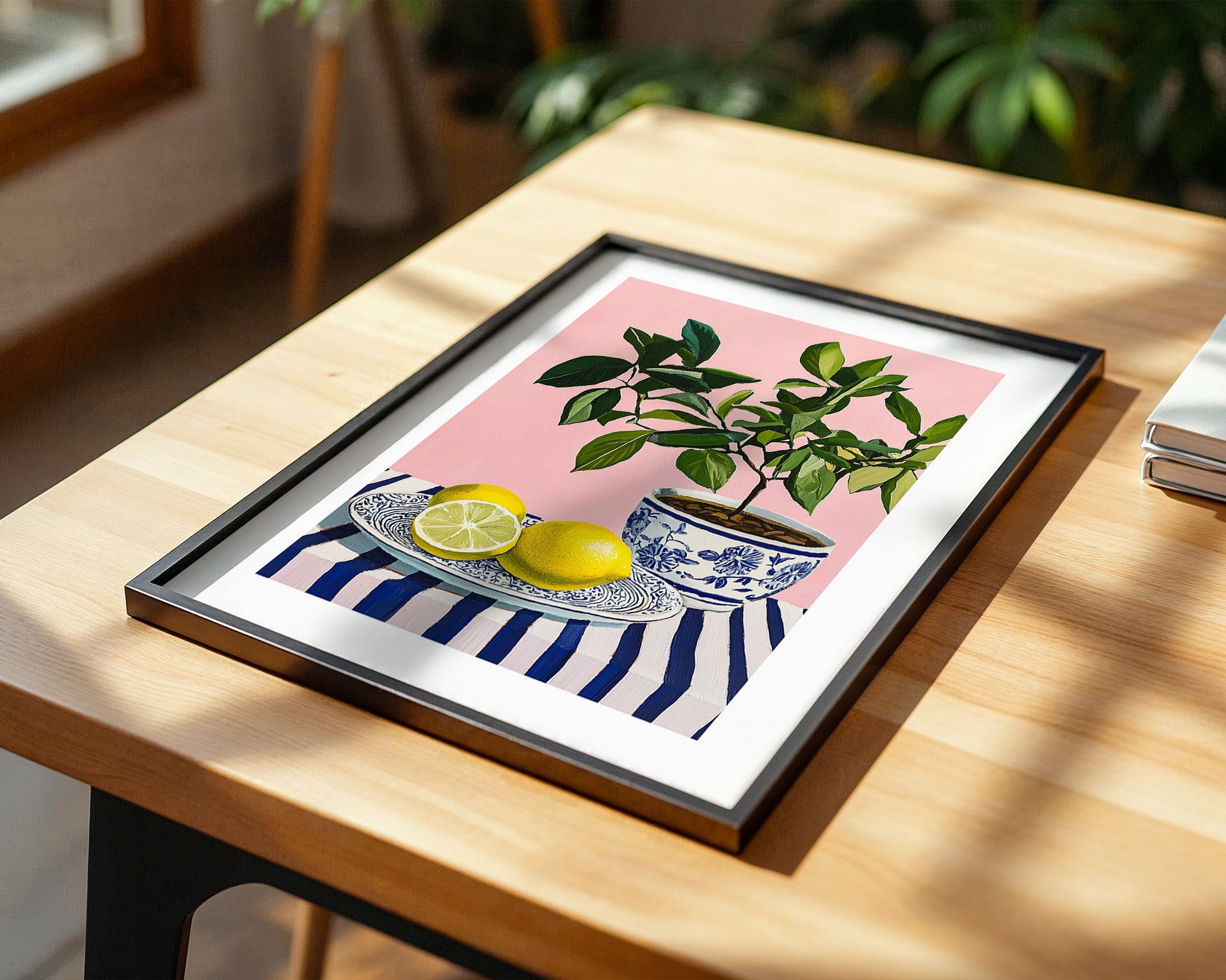 Zitronenpflanze Pastellhintergrund