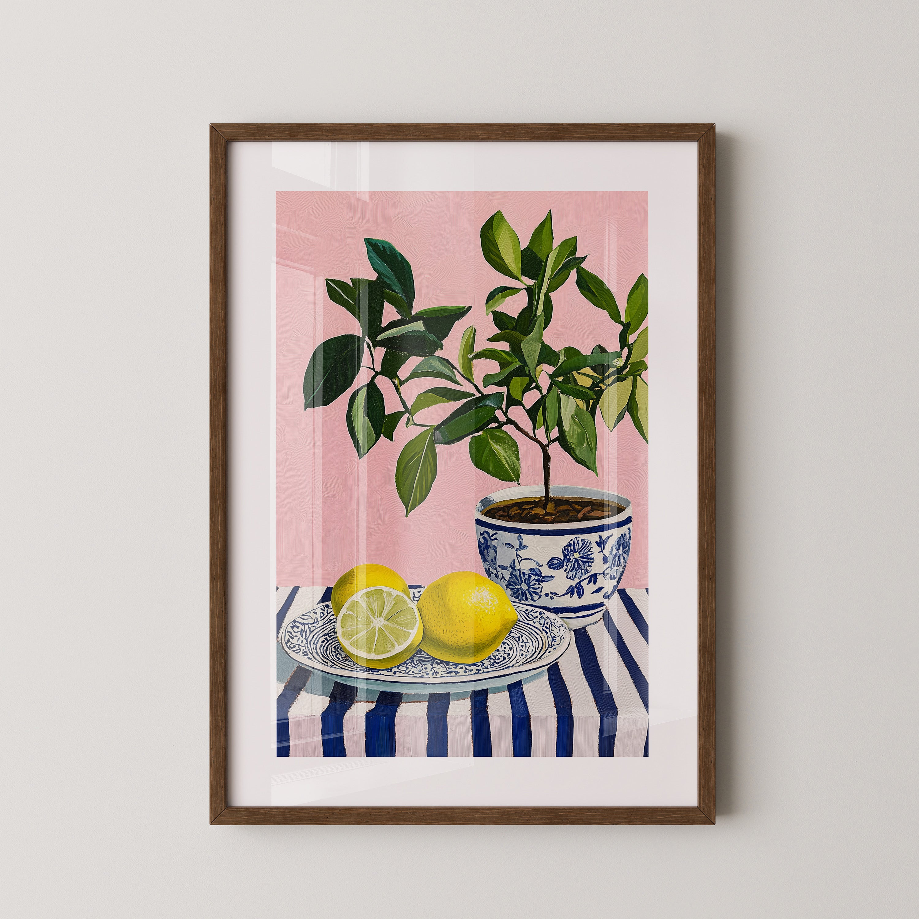 Zitronenpflanze Pastellhintergrund