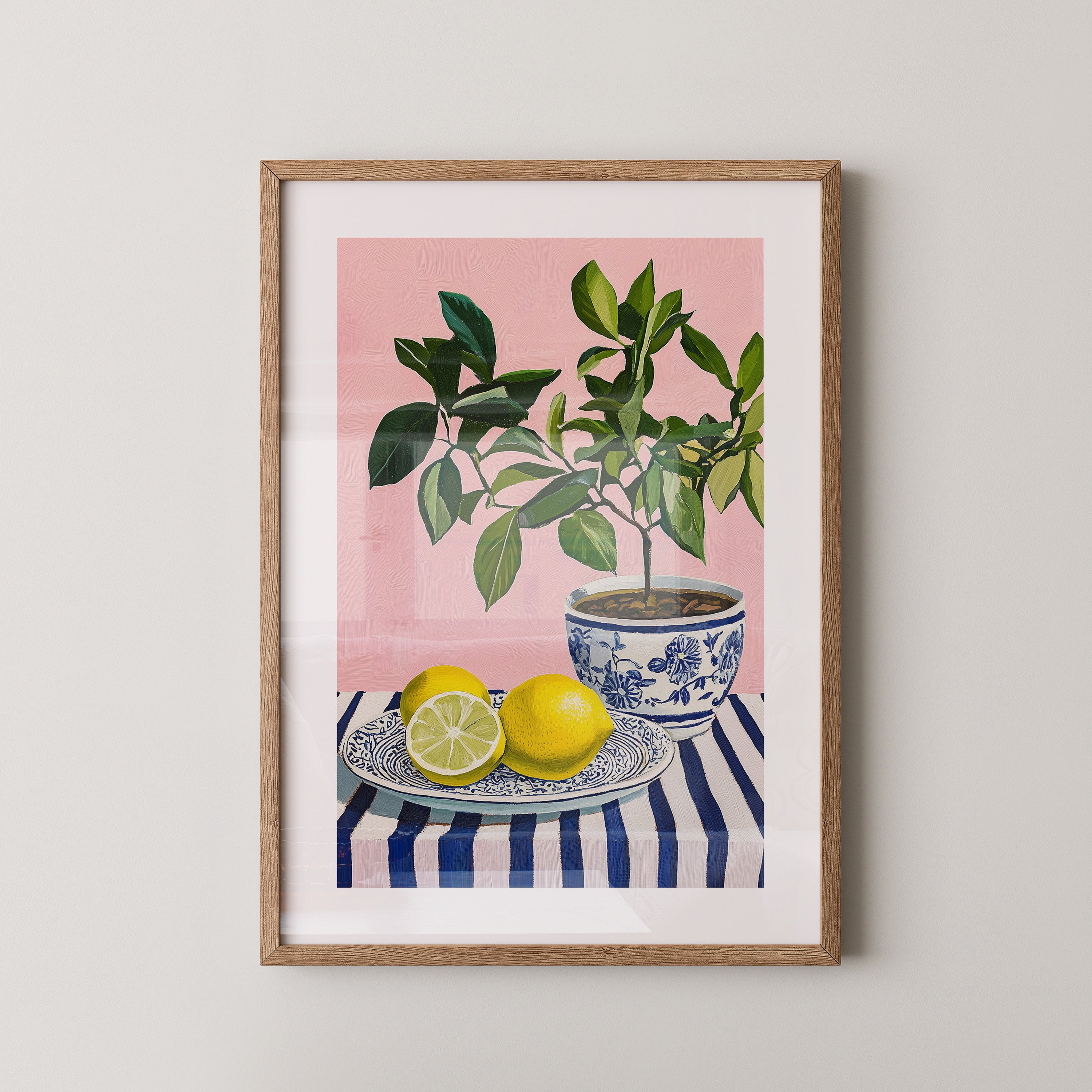 Zitronenpflanze Pastellhintergrund