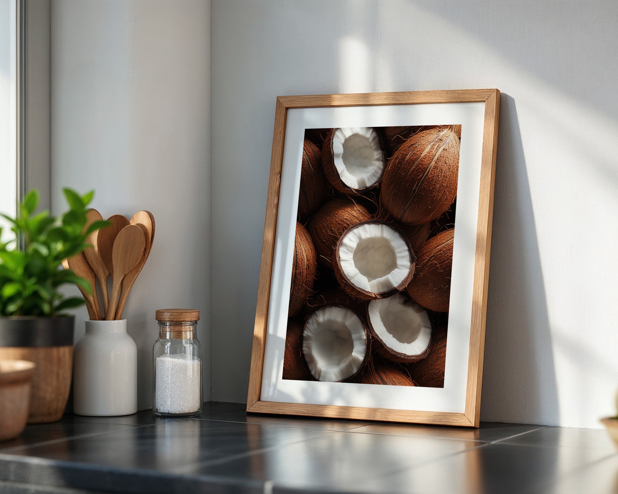 Kokosnuss Hälften Detailansicht