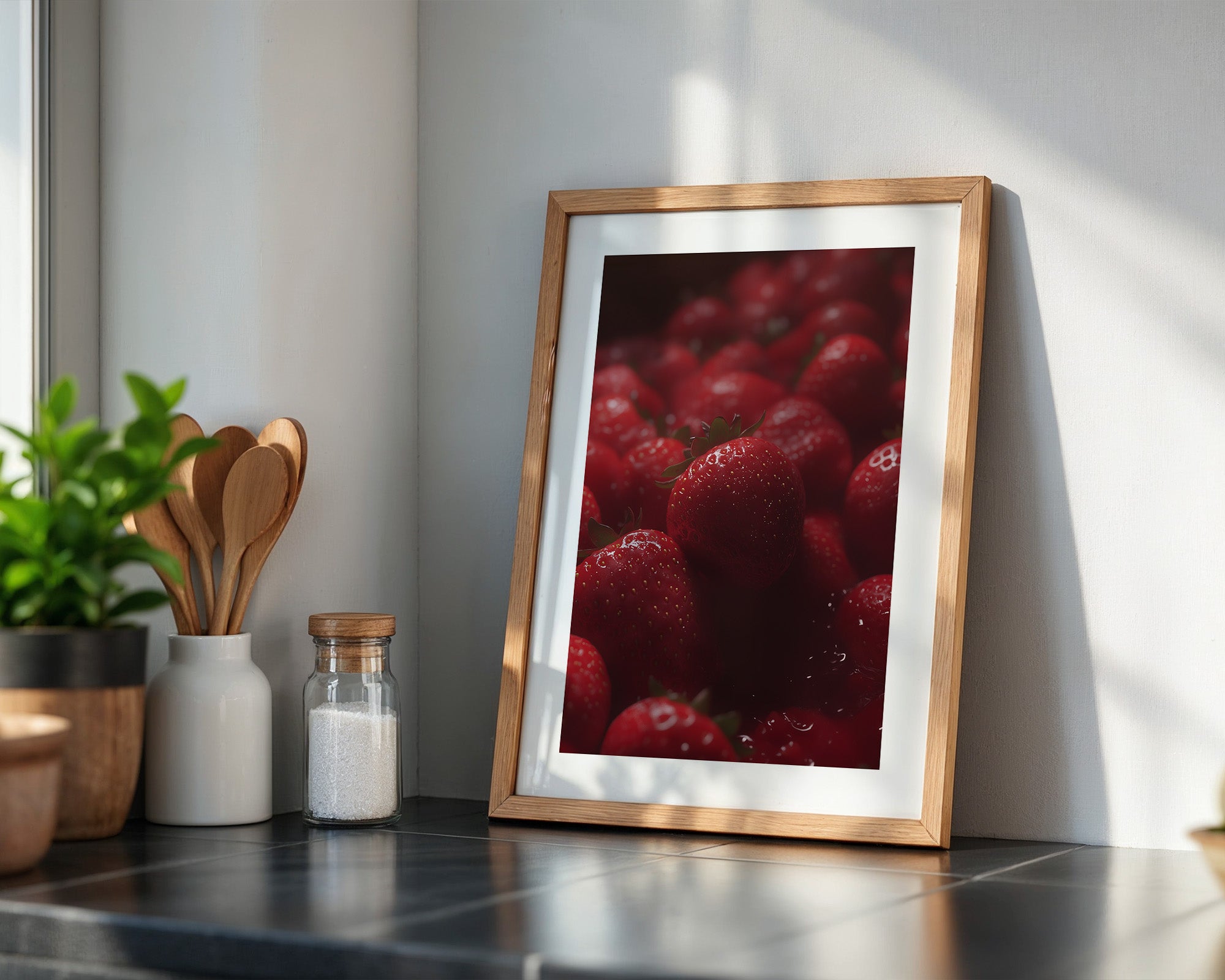 Erdbeeren Nahaufnahme glänzend