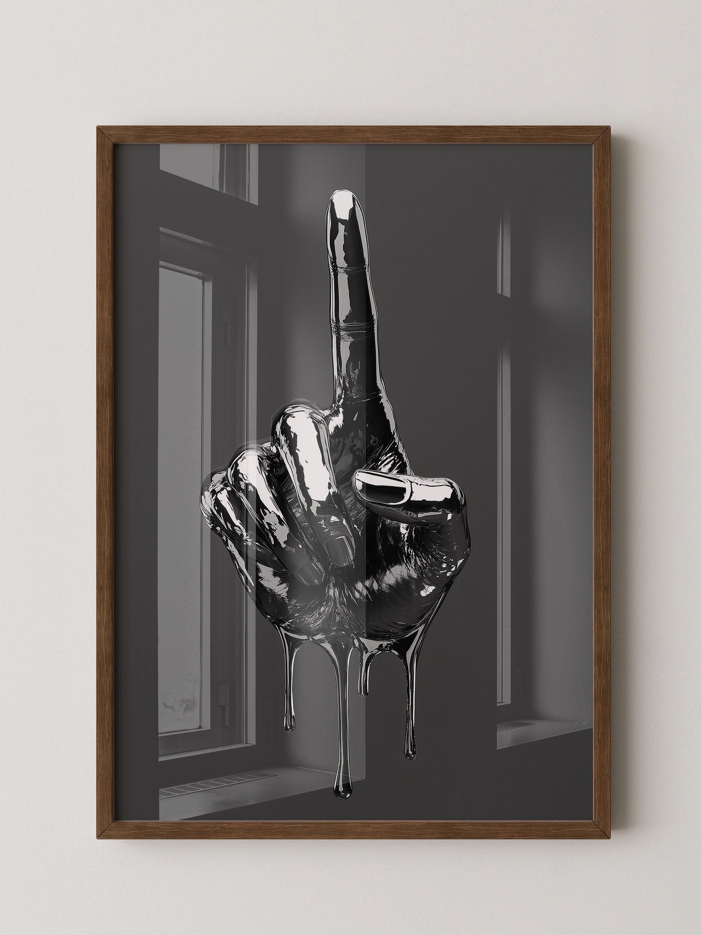Schwarze Metalhand Skulptur