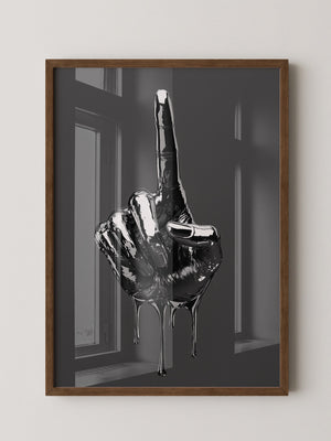 Schwarze Metalhand Skulptur