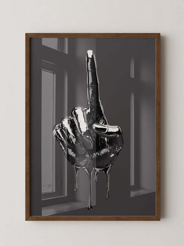 Schwarze Metalhand Skulptur