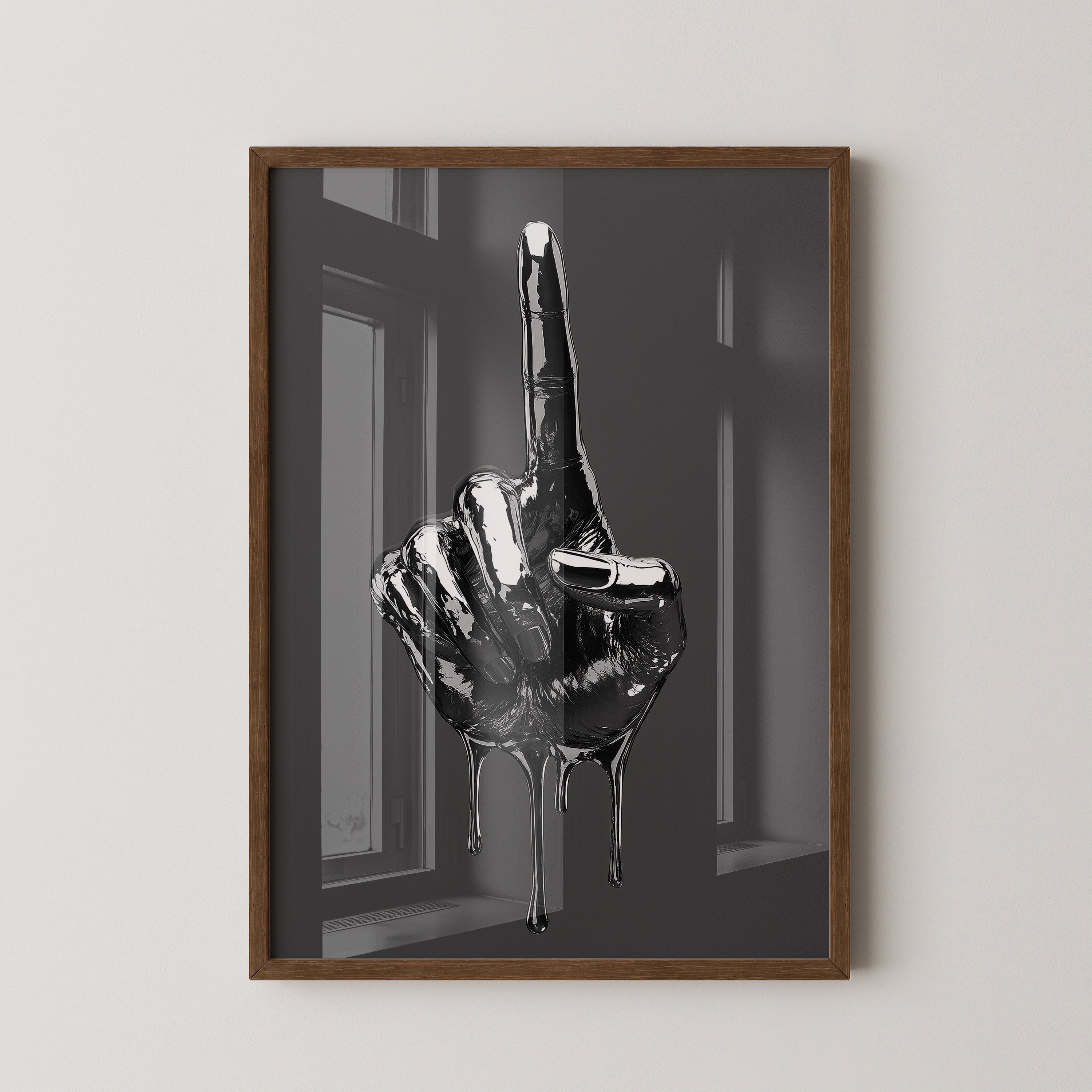 Schwarze Metalhand Skulptur