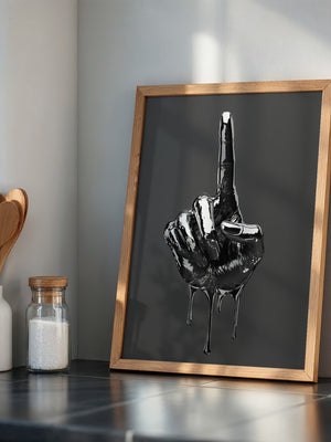 Schwarze Metalhand Skulptur