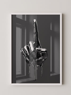Schwarze Metalhand Skulptur