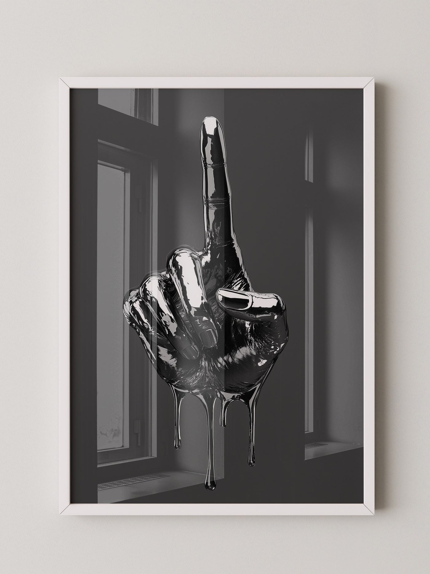 Schwarze Metalhand Skulptur