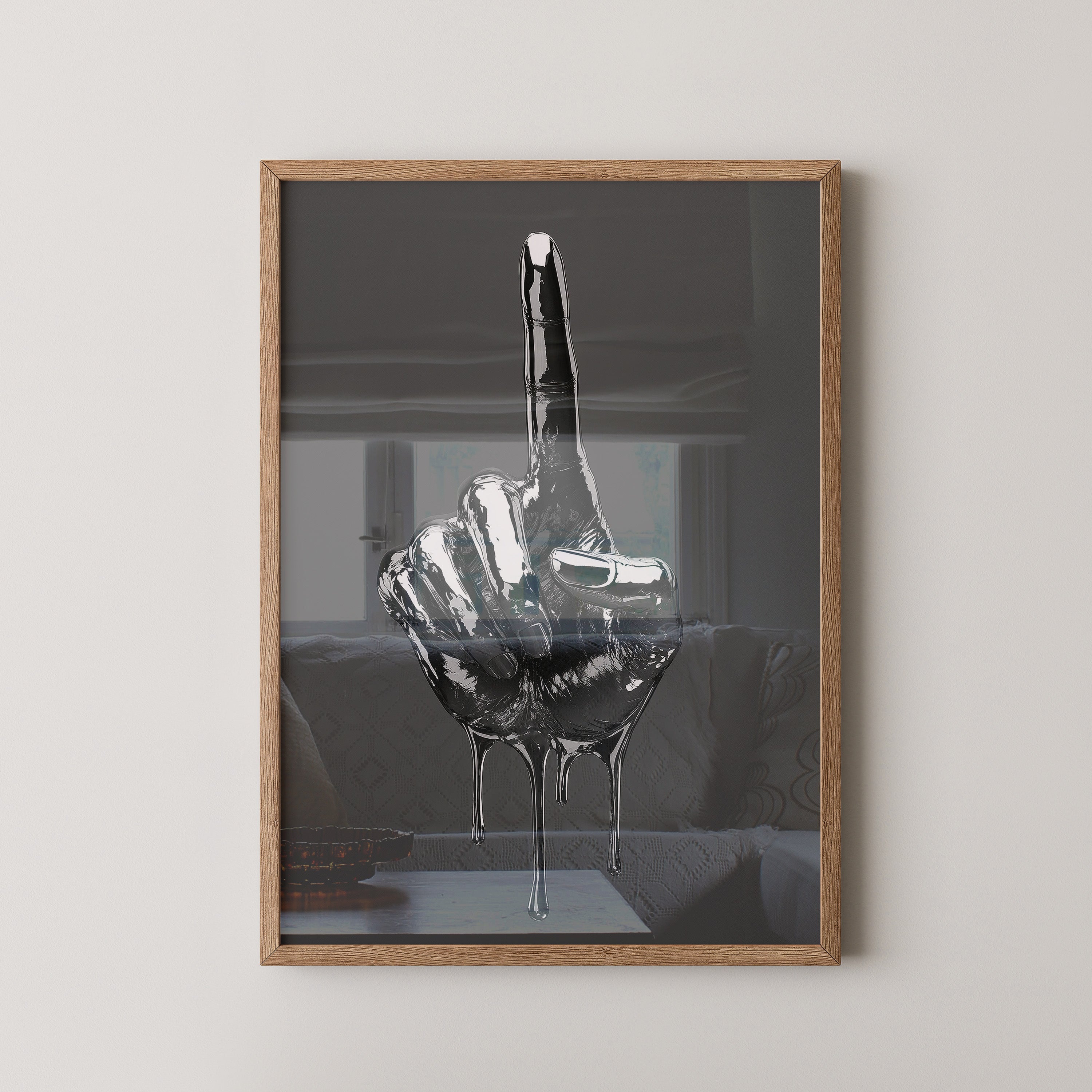 Schwarze Metalhand Skulptur