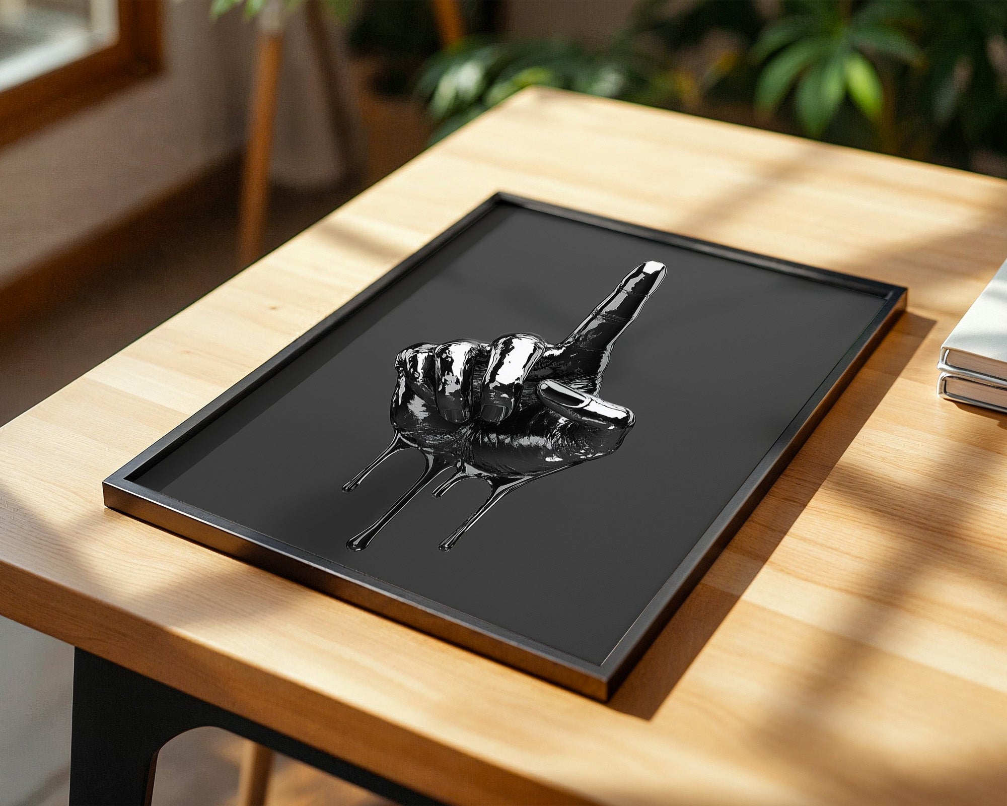 Schwarze Metalhand Skulptur