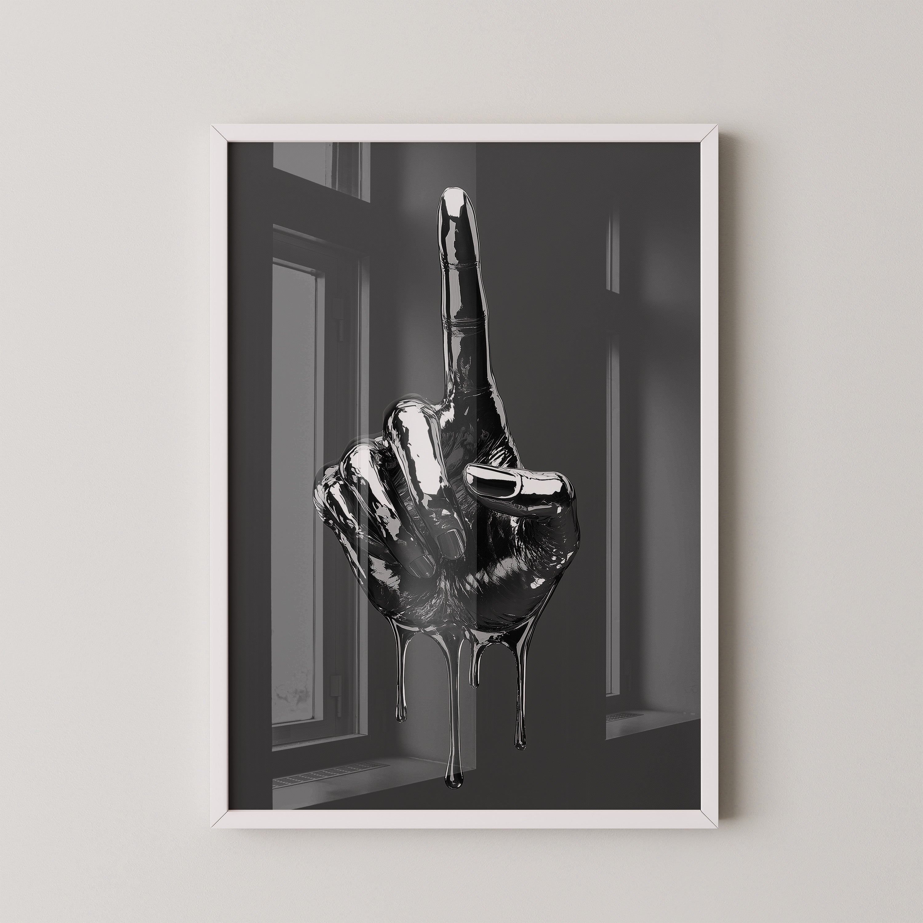 Schwarze Metalhand Skulptur