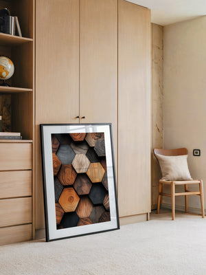 Holz Hexagon Mosaik Farbvielfalt