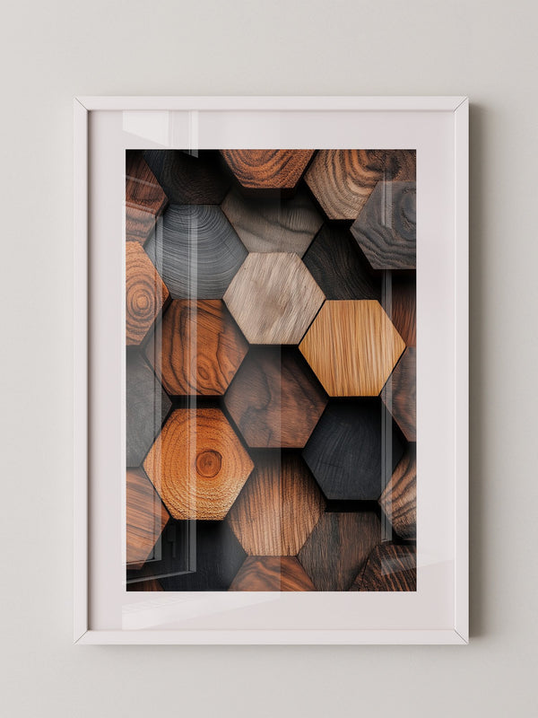Holz Hexagon Mosaik Farbvielfalt