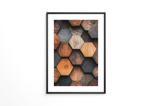 Holz Hexagon Mosaik Farbvielfalt