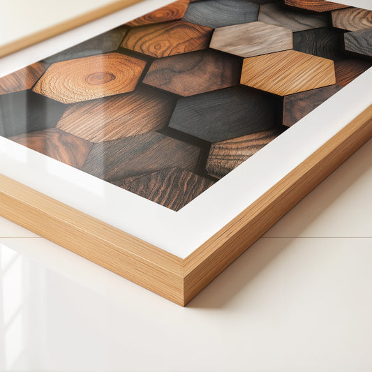 Holz Hexagon Mosaik Farbvielfalt