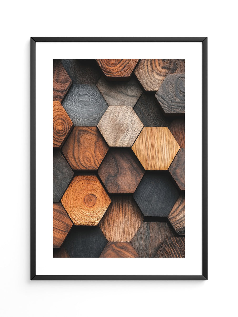 Holz Hexagon Mosaik Farbvielfalt