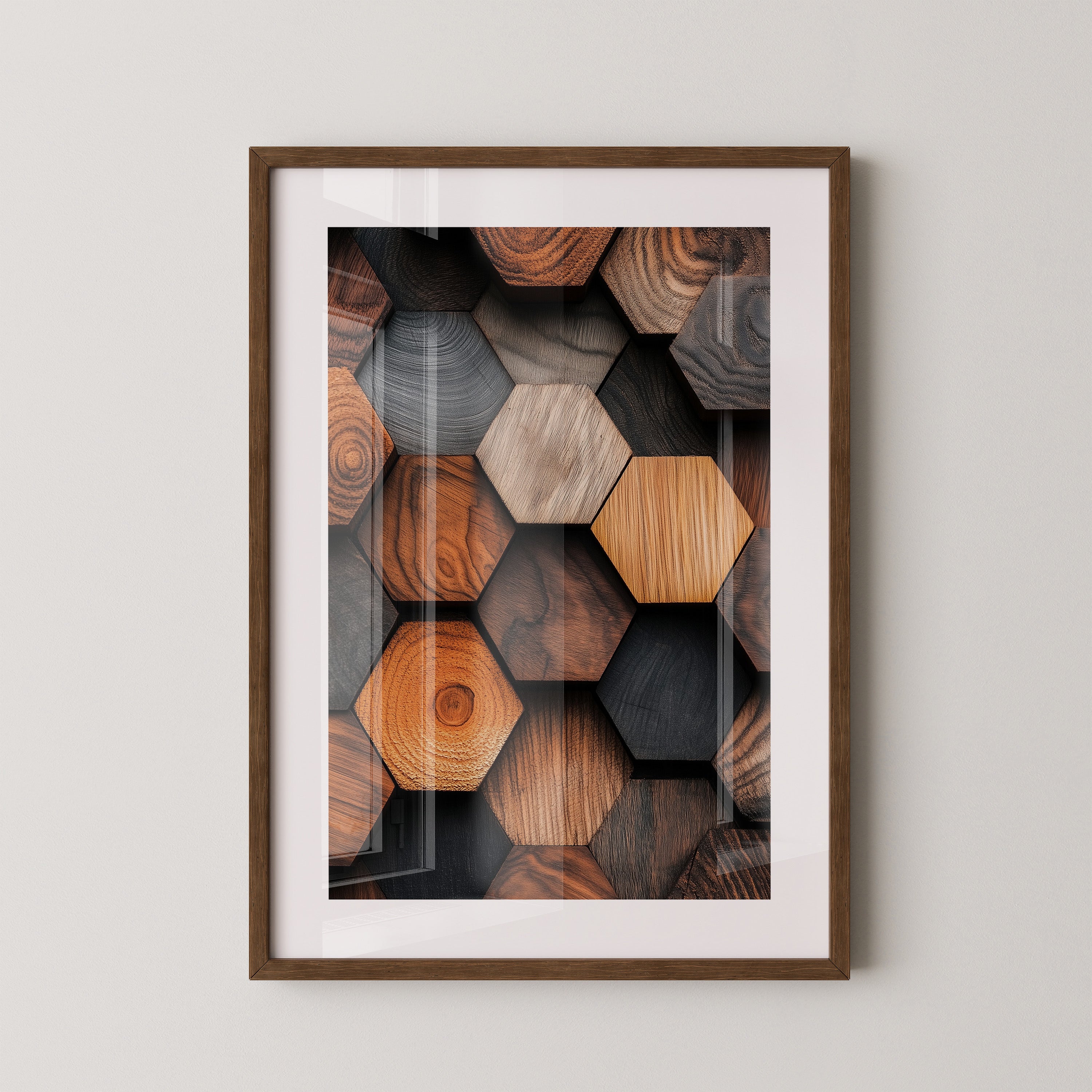 Holz Hexagon Mosaik Farbvielfalt