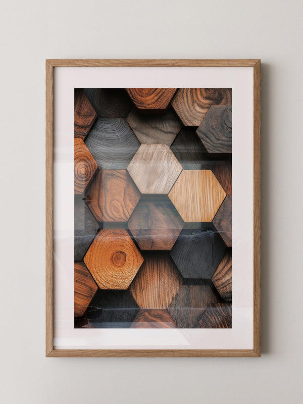 Holz Hexagon Mosaik Farbvielfalt