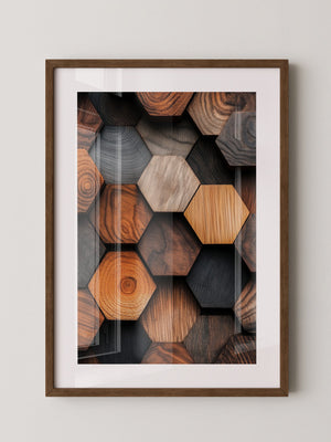 Holz Hexagon Mosaik Farbvielfalt