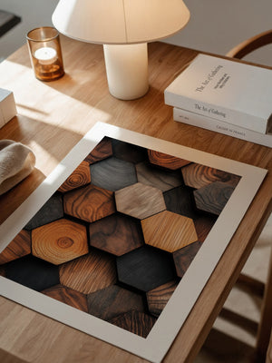 Holz Hexagon Mosaik Farbvielfalt