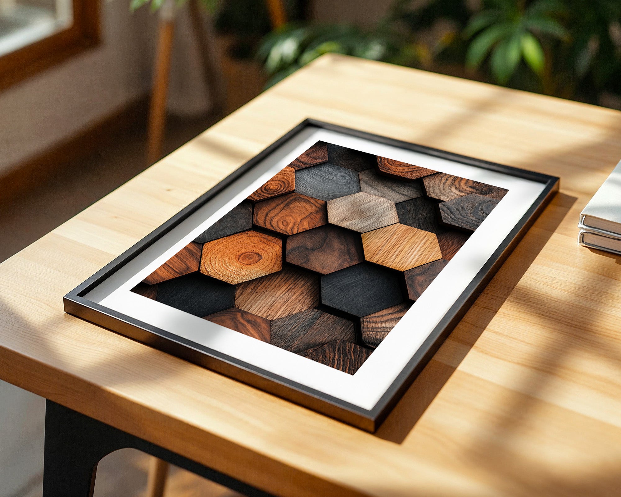 Holz Hexagon Mosaik Farbvielfalt