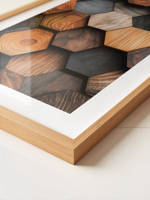 Holz Hexagon Mosaik Farbvielfalt