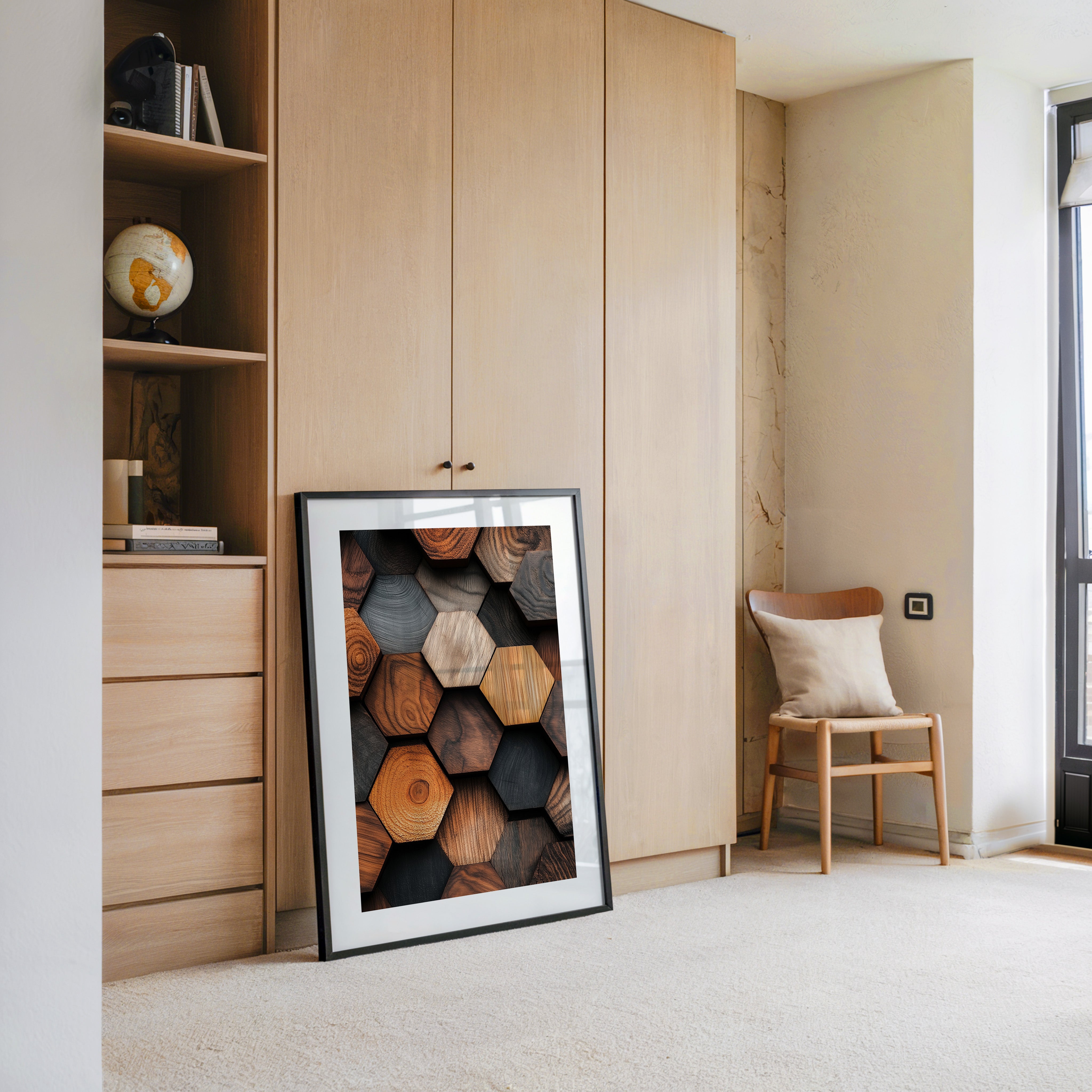 Holz Hexagon Mosaik Farbvielfalt