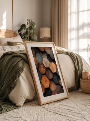 Holz Hexagon Mosaik Farbvielfalt