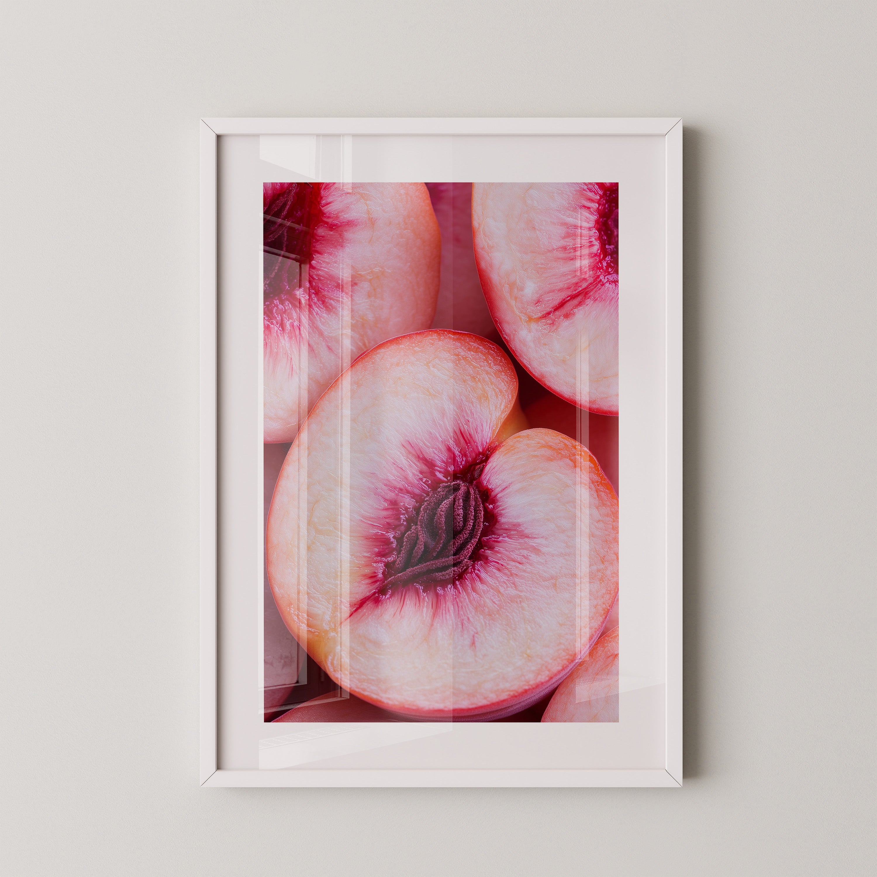 Pfirsich Hälften Makroaufnahme