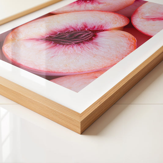 Pfirsich Hälften Makroaufnahme