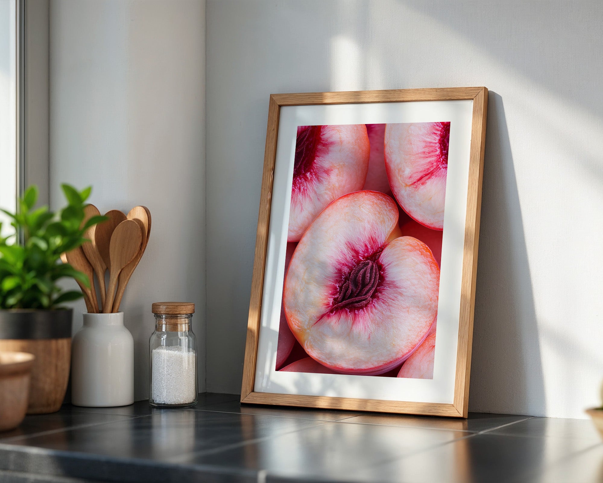 Pfirsich Hälften Makroaufnahme