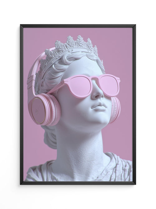 Büste Kopfhörer Brille Rosa