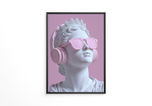 Büste Kopfhörer Brille Rosa