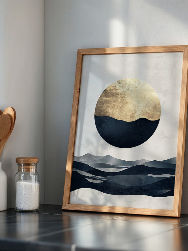 Goldene Mondlandschaft abstrakt